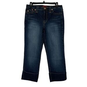 Jones Wear Jeans Women’s Blue Jean Capris Sz 8 Distressed Medium Wash Pockets